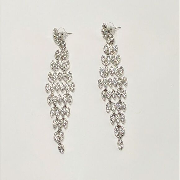 Silver-Plated Cubic Zirconia Chandelier Earrings - Picture 1 of 5